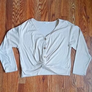 JUNE & HUDSON Women's Twist Front Cardigan - Cream - Size Large